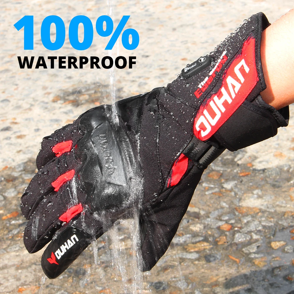 100% Waterproof Motorcycle Gloves Heated Guantes Motorbike Riding Heating Gloves Touch Screen Gant Moto DUHAN motorcycle gloves sports gloves leather motorcycle gloves winter gloves