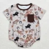 Wholesale Kids Newborn Western Bubble One-piece Coverall Bodysuit Baby Boy Toddler Short Sleeves Rodeo Romper Jumpsuit Clothing 1