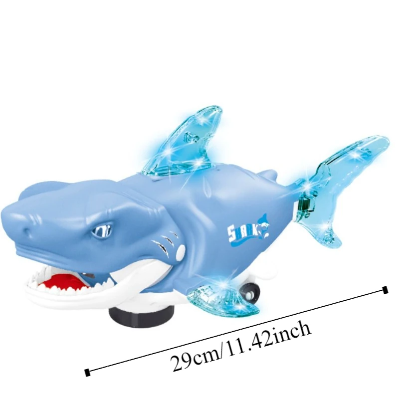 Plastic Swinging Shark Toy with Sound Light Crawling Interactive Shark Toy Collection Simulation Swaying Fish Toys Birthday Gift