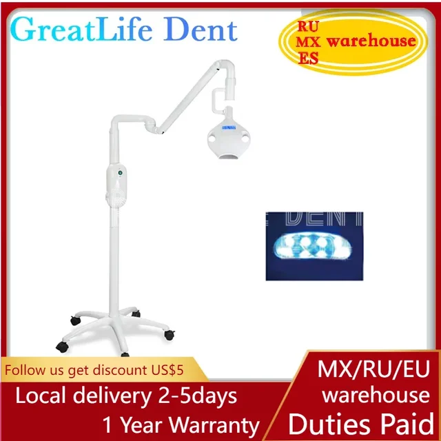 Mexico RU EU In Stock GreatLife Dent 40w 8 Powerful LED Bulbs Teeth Whitening Bleaching Dental Professional Tooth White Lamp