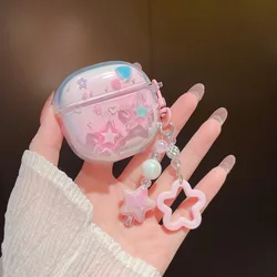 Cartoon Star Cherry Bear Earphone Case - Soft Protective Shockproof Cover for Honor Earbuds X6 (Pink Star)