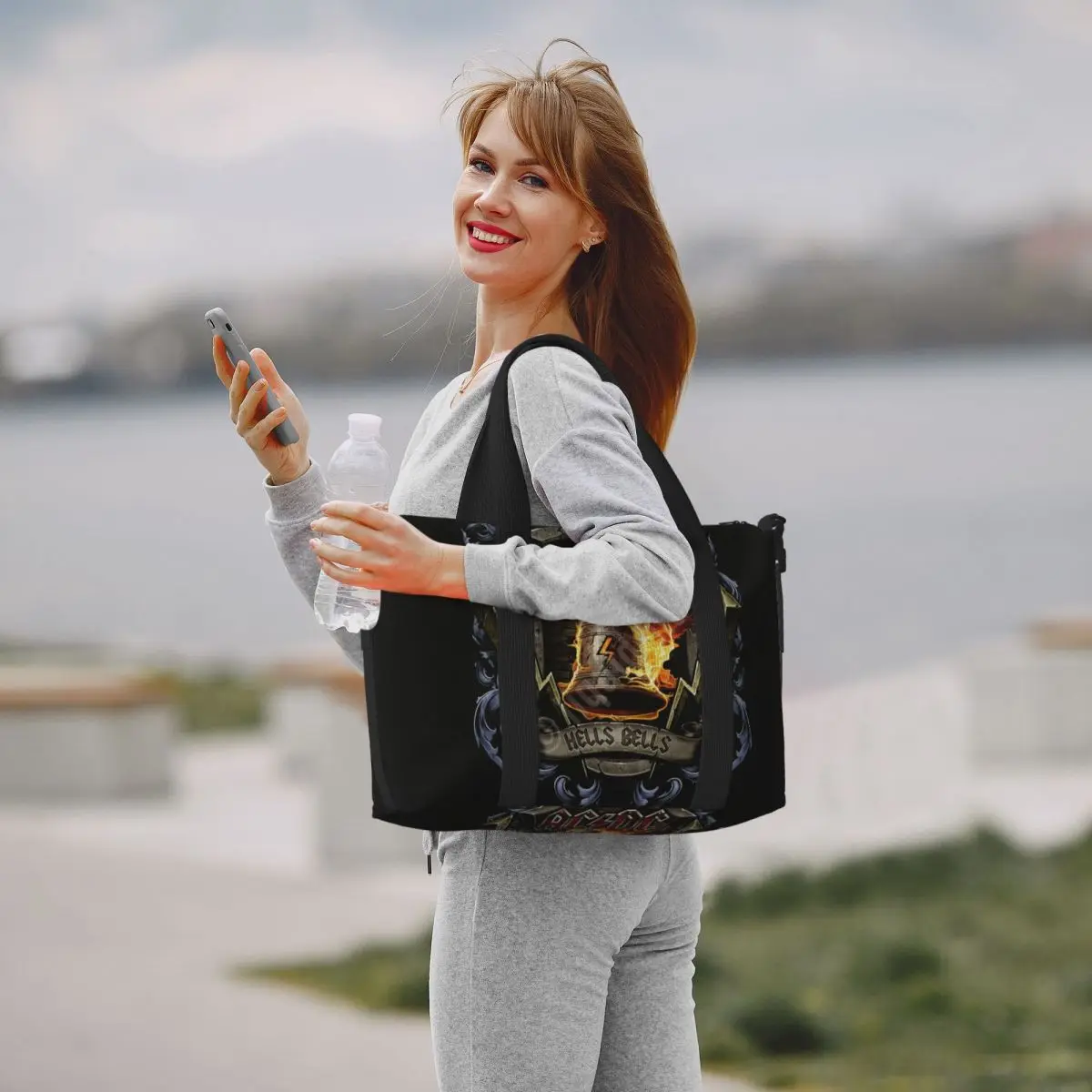 AC DC Rock Roll Band Tote Bag Women Large Capacity Australian Band Star Beach Gym Shoulder Travel Bag
