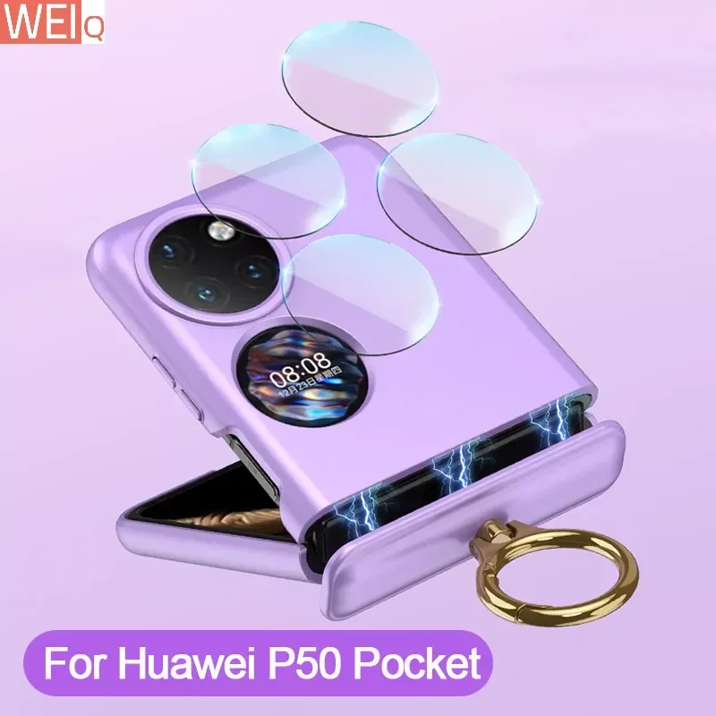 

GKK Original Case For Huawei P50 Pocket Case Magnetic Hinge All-included Protective Hard Ring Stand Cover For Huawei P50 Pocket