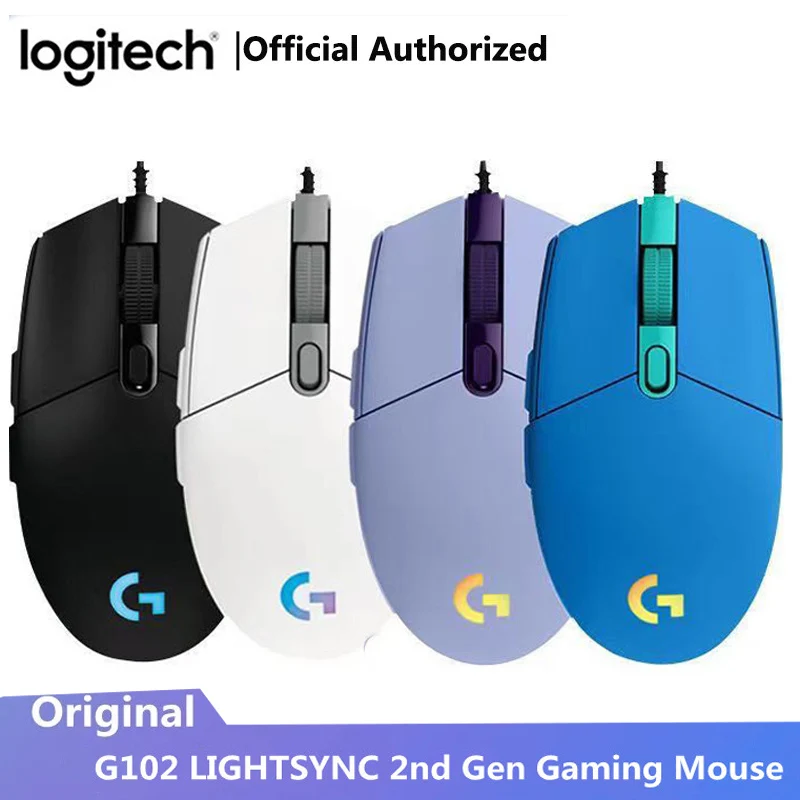original Logitech G102 Lightsync Wired Gaming Mouse Backlit Mechanica Side  Button Glare Mouse Macro Laptop USB Home Office