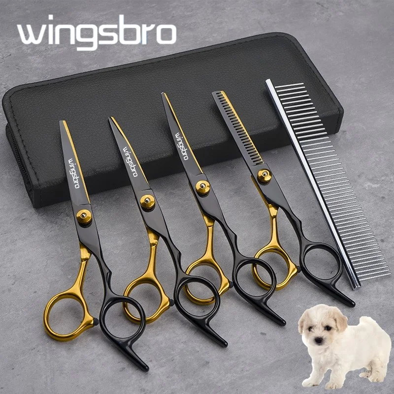 Professional Dog Grooming Scissors Set Straight Scissor Curved Thinning Shear Curved Scissor Chunkers Shear pet groomimg