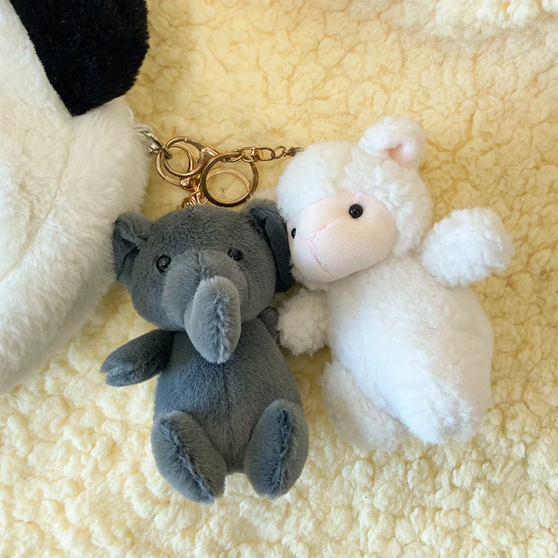 

Lovely Fluffy Soft Stuffed Animals Little Sheep&Elephant Toys Pendant Plush Cute Lamb Dolls Bag Keychain Elegant Gift For Kids