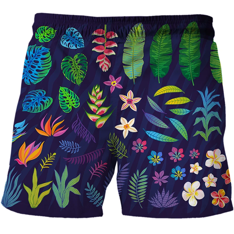 Colorful plants and animals 3D print Shorts Men Summer Fast-drying Beach Trousers Casual Sports Short Pants Clothing techwear blazer and pants set