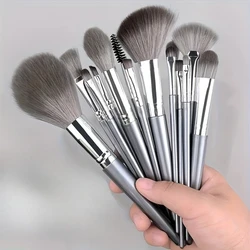 Luxurious 14 - Piece Soft Makeup Brush Set (Silver)