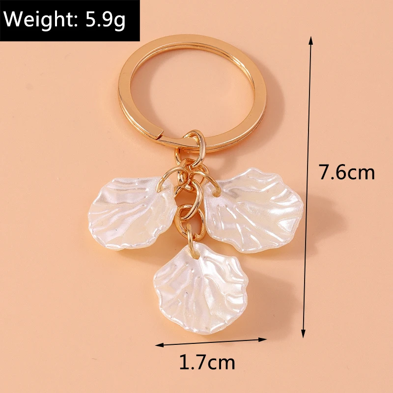 Niedlichen Sommer Strand Muschel Schlüssel bund Perle Schlüssel ring Anhänger für Schlüssel halter Frauen Mädchen Handtasche Zubehör DIY handgemachte Schmuck Geschenk – Detail 5