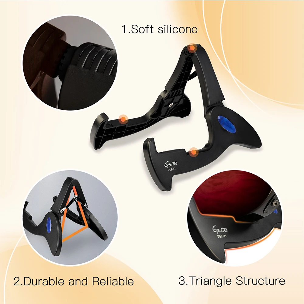 Guitto Series GGS-01 Guitar Stand Classic Foldable Anti-Slip & Anti Scratch Trip