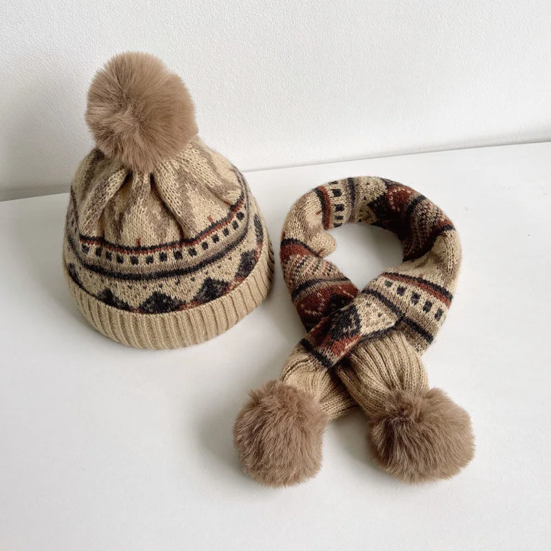 Children's hats scarves baby boys fall and winter girls boys hairy scarf thickened hat spring and fall models to keep warm
