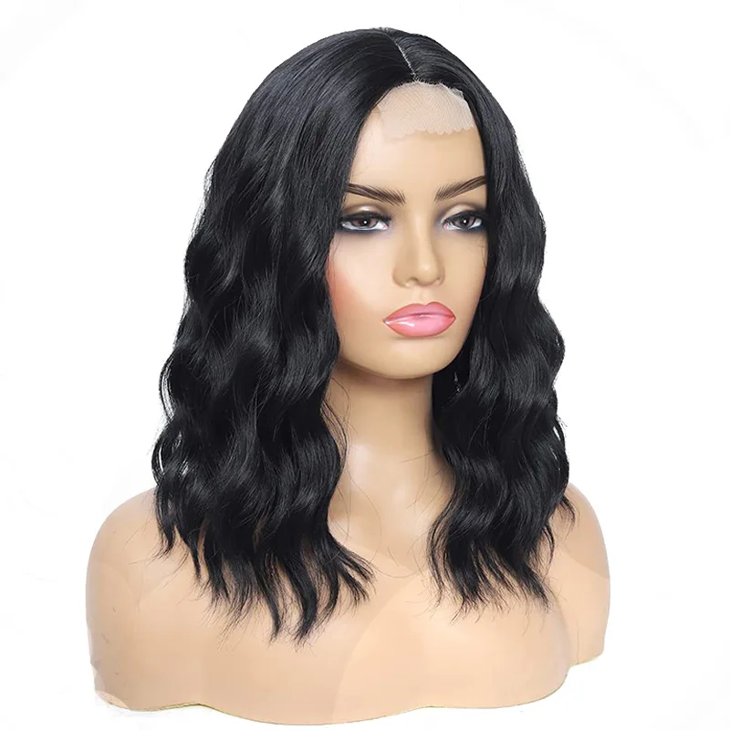 Fashion short curl synthetic wig female front lace gradient purple curly hair daily use full head set natural heat resistant wig