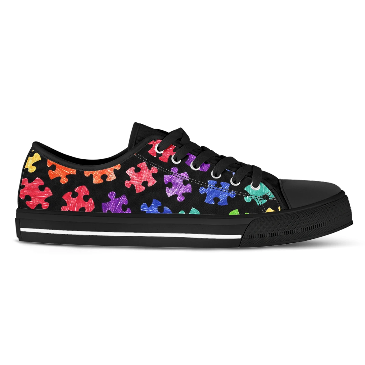 Colorful Autism Awareness Print Leisure Lace Up Sneakers For Men Breathable Male's Light Flats Shoes Canvas Shoes