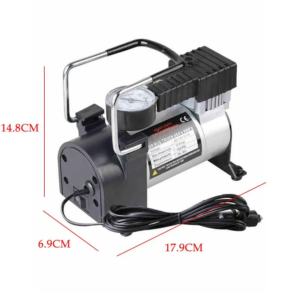 Portable 12V Metal Car Air Compressor Tire Pump Inflator