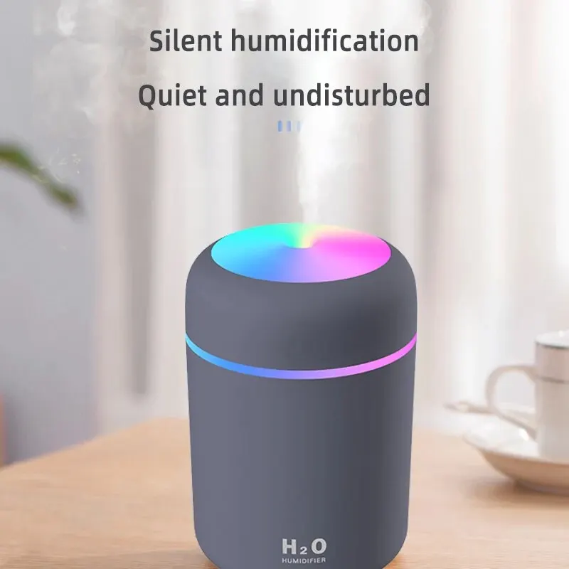 Air Humidifier 1PC 300ML Colorful Atmosphere Light Mute Humidification Mini Creative Cup Desktop Home Car