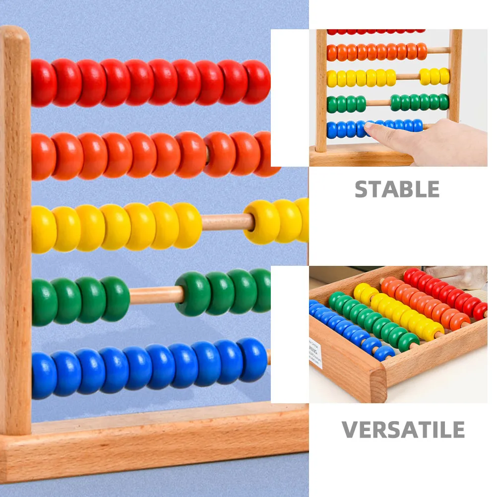 2Pcs 너도밤나무 5열 주판,  수학 학습용 어린이 계산 보조기구, 인지 발달 도구, 나무 재질