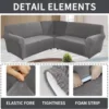 Velvet 3 Pcs L Shaped Couch Covers Sectional Sofa Corner Sofa Cover Plush Stretch 5 Seater Corner Sofa Slipcover Couch Protector 6