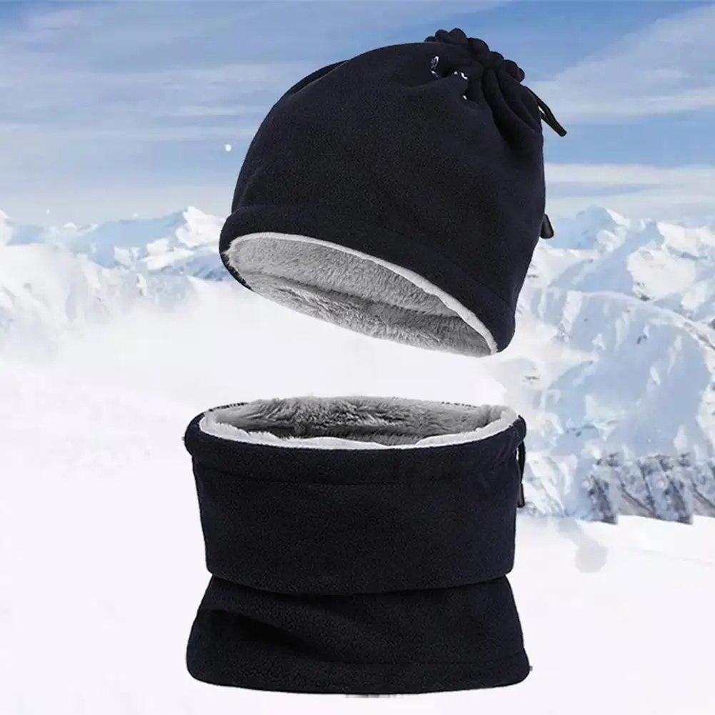 

Warm Hat Scarf 2Pcs Useful Breathable Cotton Winter Good Stretch Dual Use Bib Hat Outdoor Supplies