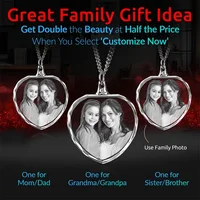 Photo en cristal 3D personnalisée, collier cadeau personnalisé en forme de cœur, cadeau pour femme, femmes, hommes, grands cadeaux personnalisés avec votre propre photo 2