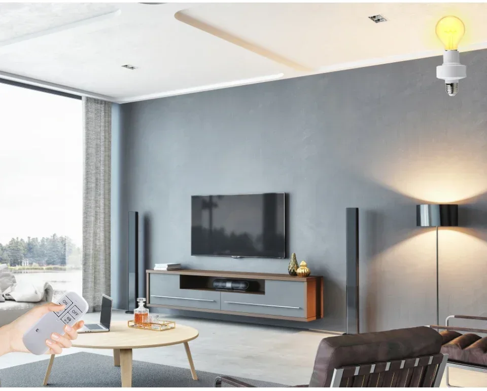 Description Picture 4 of itemE27 Smart Convertible Lamp Holder 4 Keys Remote Control Intelligent Timing Energy Saving Lamp Holder For Bedroom Living Room