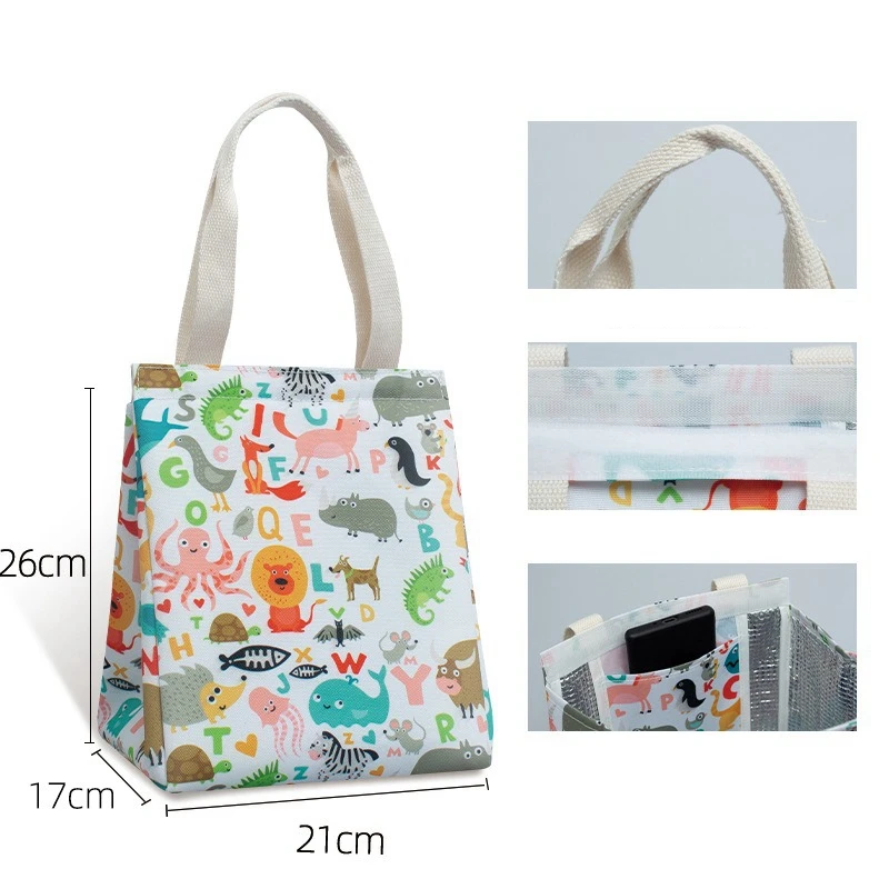 BYMONDY Portable Lunch Box for Girl Fashion Aesthetic Floral Lunch Bags Thermal Insulated Lunchbox Women Work Bento Tote Bag