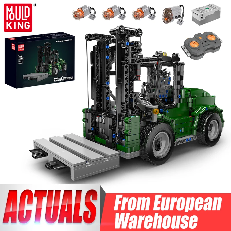 Zdalnie sterowany wojskowy wózek widłowy RC z klocków Mould King 20050 z EU za $86.77 / ~326zł