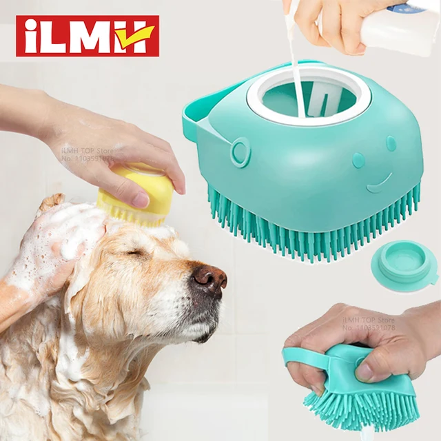 Brosse de bain en silicone souple pour animaux de compagnie, massage, distributeur de shampoing, poils en caoutchouc, douche, outil de toilettage, chiens et chats 1