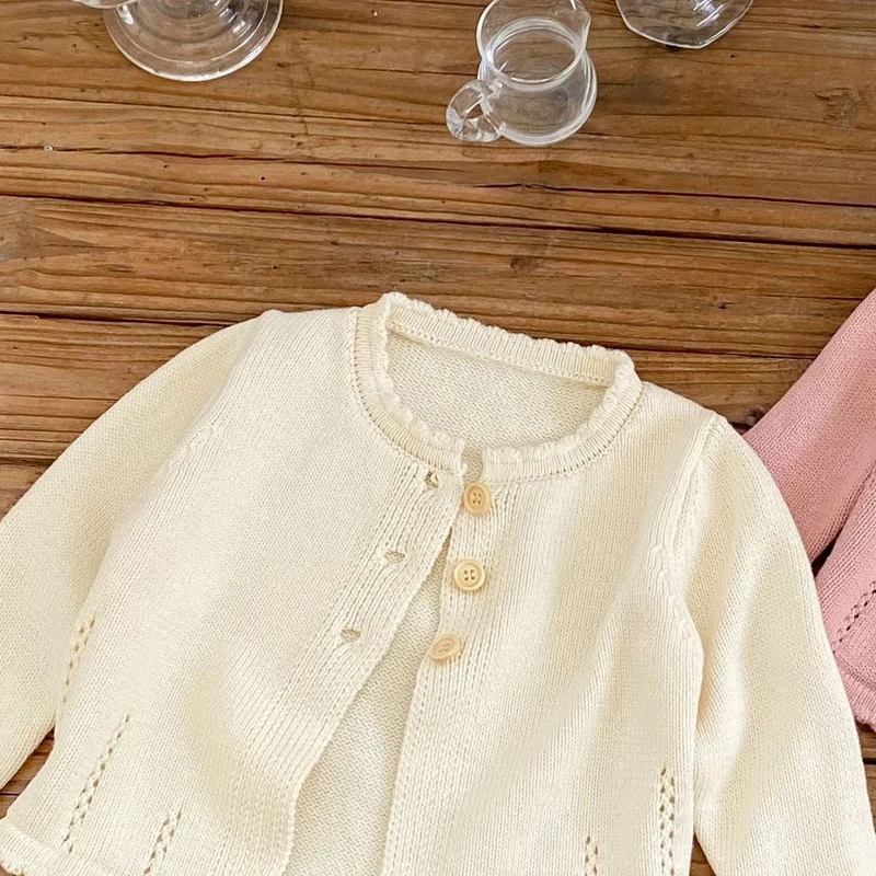 Baby Girls Sweater Autumn baby clothing 0-3 year old baby girl sweet hundred tower cardigan cotton yarn knitted sweater round neck jacket