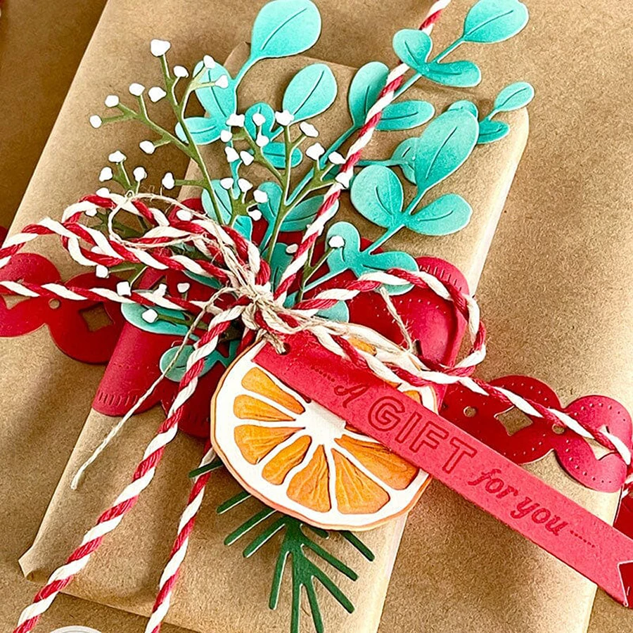 2025년 신규 겨울 크리스마스 소나무 잎 가지 금속 커팅 다이, DIY 스크랩북 나이프 몰드 블레이드 펀치 스텐실 카드 제작용