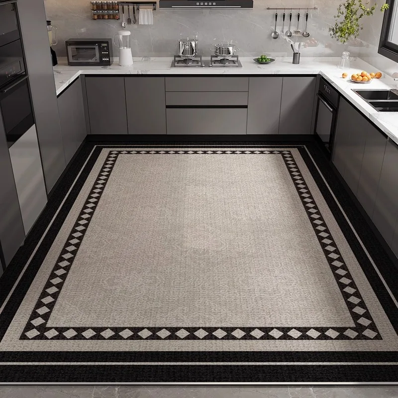 PVC Kitchen Floor Mat Modern Minimalist Luxury Oil-proof Waterproof Bathroom Carpet Firm Anti-slip Easy Clean Balcony Rugs Tapis