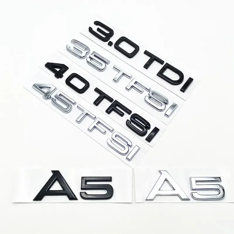 Черные Серебряные буквы 2.0TDI 3.0TDI 40TDI 35TFSI 40TFSI 45TFSI Эмблема Для Audi A5 S5 автомобильный брызговик багажник задний логотип наклейка
