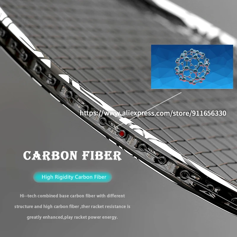 Professional Max Tension 35LBS Carbon Fiber Badminton Rackets Ultralight 4U 82G G5 15KG Offensiove Type Racquet String Bags