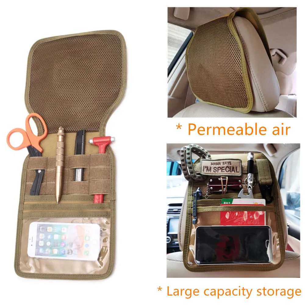

Tactical Car Headrest Cover Car Back Seat Storage Bag MOLLE Car Seat Back Organizer Outdoor Hunting Accessories Seat Protector