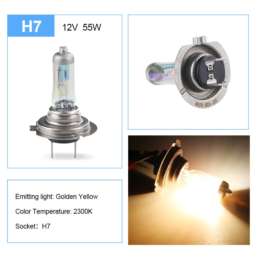 ADPOW H7 H8 H11 H15 100W 12V 6000K Fog Lights Halogen Bulb Car Golden Yellow Headlight Lamp Car Driving Light Car Styling