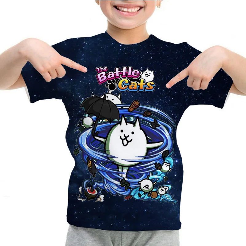 

Футболка детская летняя в стиле Харадзюку с изображением котов