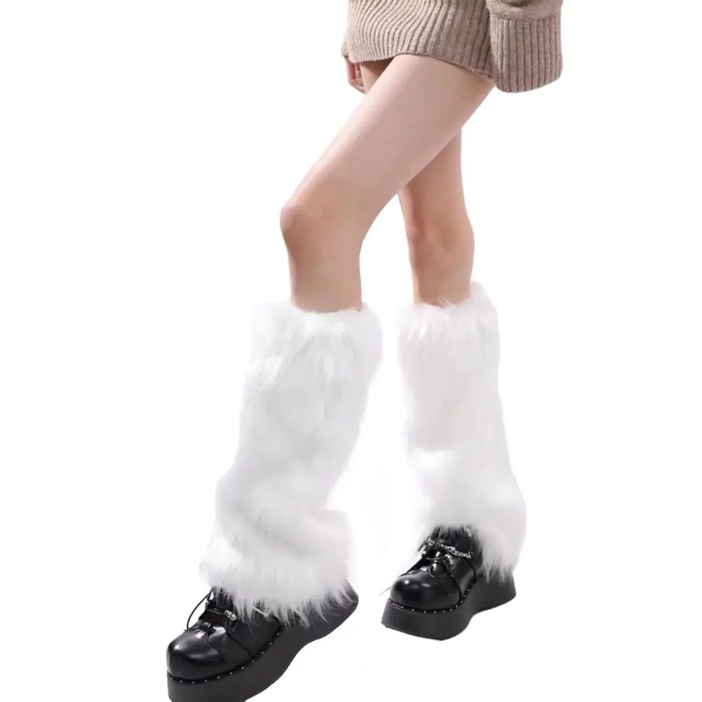 Retro 2000s Style Faux Fur Leg Warmers Women Fuzzy Long Boot Covers Fluffy Shaggy Leg Warmers for Christmas Costume Street Wear