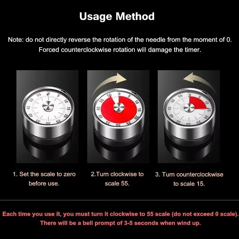 Visual Timer Mechanical Countdown Timers Kitchen Classroom Baking Clock for Teaching Meeting Cookin Working visual timer 1pc