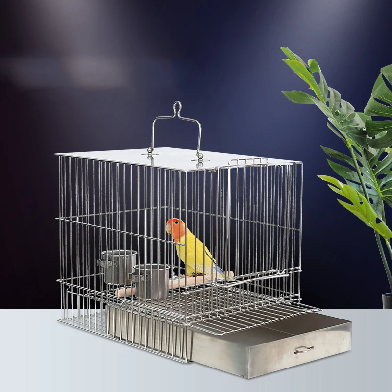 

Stainless Steel Bird Cage Hanging Transport Feeder Parakeet Bird Cage Pigeons Breeding Protective Jaula Decorativa Bird Aviary