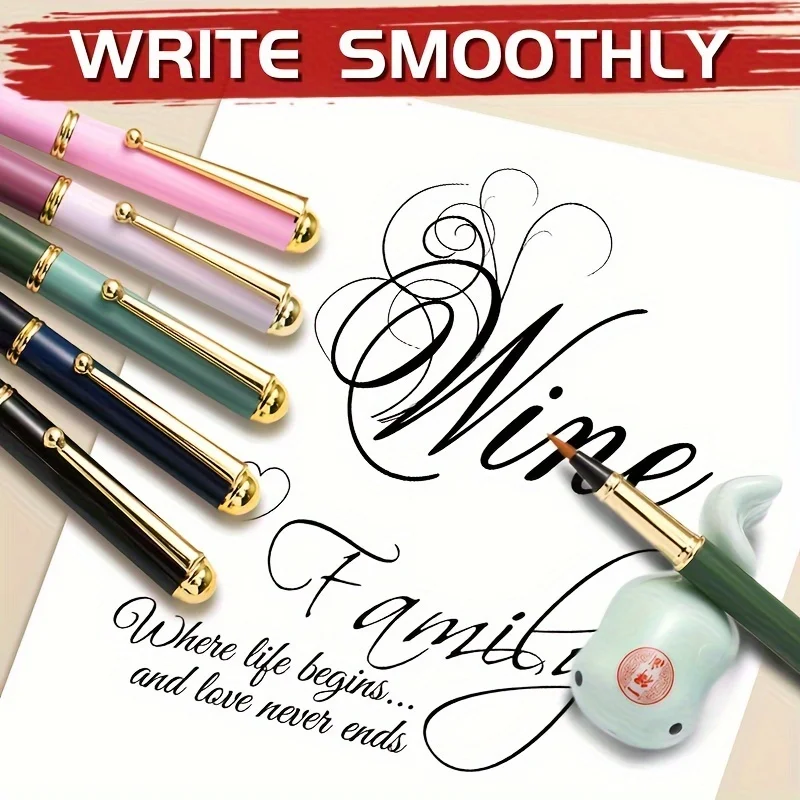 1pc Calligraphy Brush Pen,Ink-adding Fountain Pen with Fine Tip for Hand Lettering,Art Drawing,Journaling for Adults,Students - 4