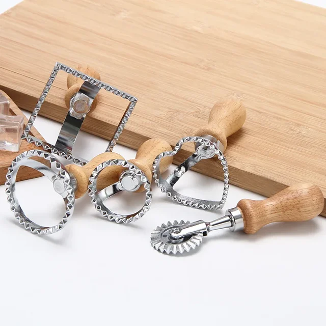 Set di taglierine per biscotti in acciaio inossidabile Pressa per pasta Kit di accessori da cucina Strumento per stampi per ravioli Set di timbri per ravioli Set di ruote per pasticceria 2