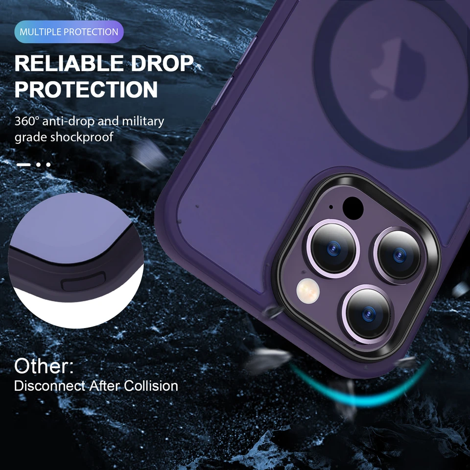 Cover Magnetica Per IPhone 16 Pro Con Supporto Nascosto E Ricarica Wireless - Viola Traslucido Antigraffio - 2