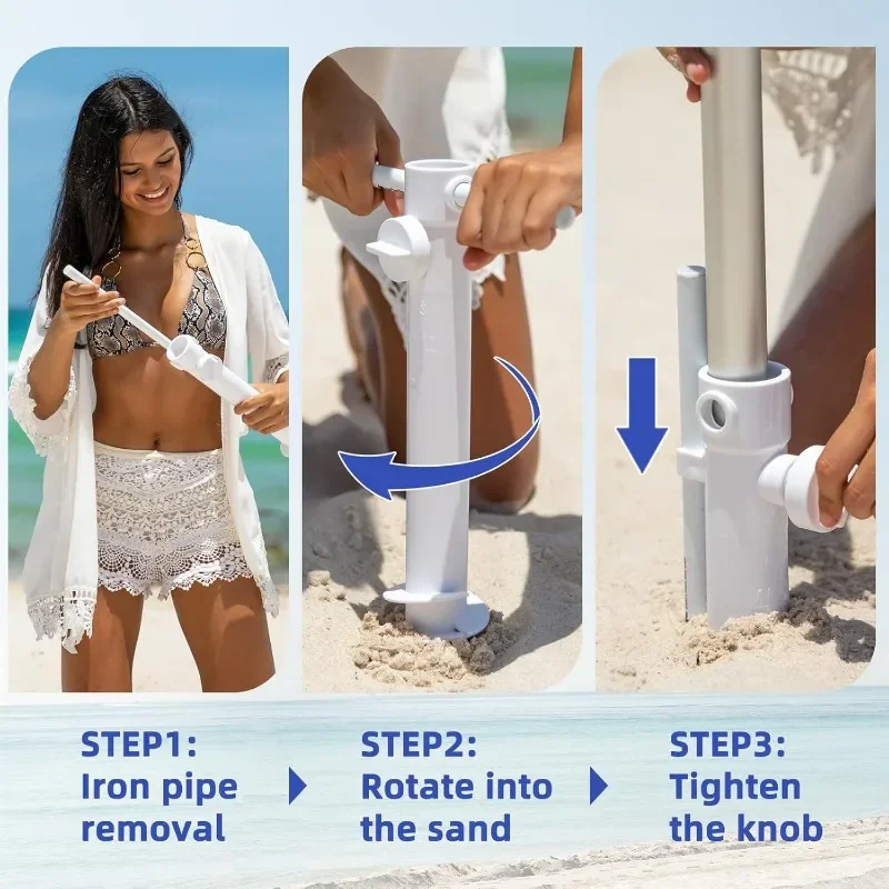 Heavy Duty High Wind Beach Umbrella with Sand Anchor & Tilt, UV 50+ Sun Shelter, Outdoor Sunshade Umbrella with Carry Bag Practical Beach Essentials Umbrellas & sun shelters