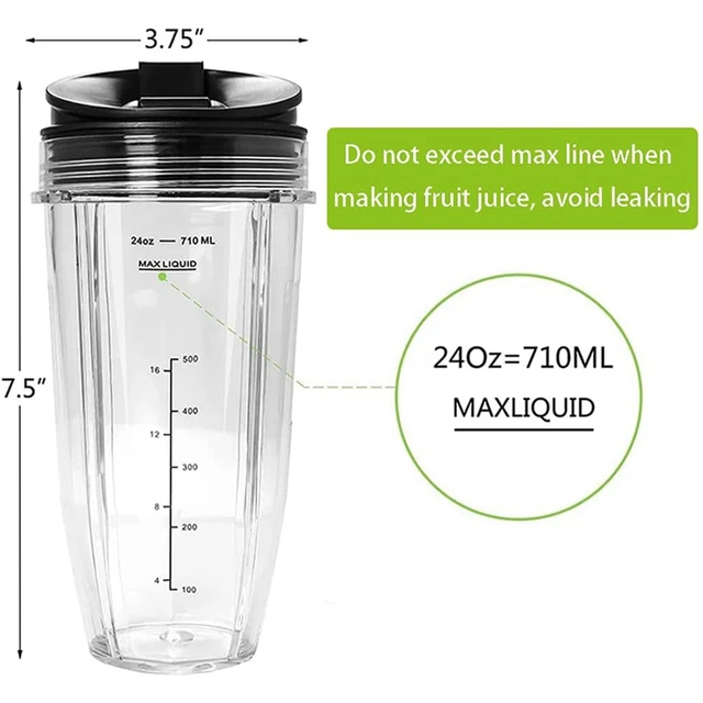 Blender Cups For Ninja BN801-24 Oz Bullet Cups With 7 Fins Blades Parts  Accessories Fit For Nutri Ninja BL480 BL482 - AliExpress