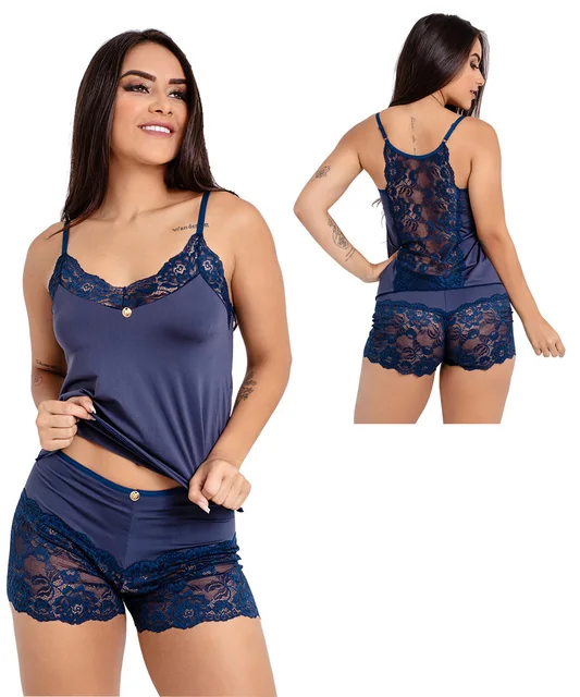 Pijama IMI Lingerie Baby Doll Short Doll Renda Microfibra Danusa