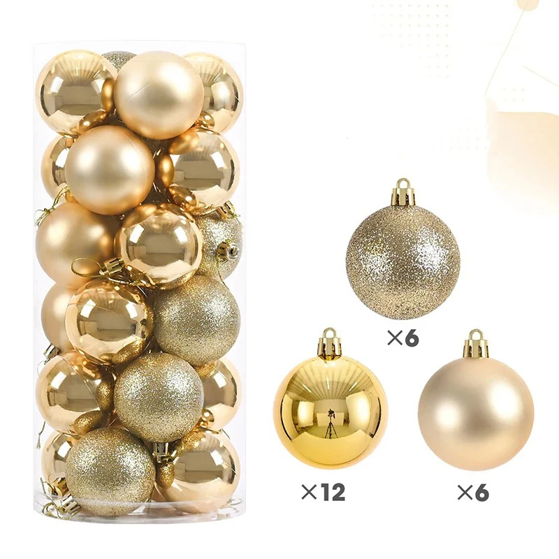 thumbnail image 1 of 24 bolas de Navidad de 3/4/6 cm para decoración de árbol de Navidad, decoración de habitación del hogar, colgante de Navidad para Año Nuevo, caja de regalo DIY, 1 of 5