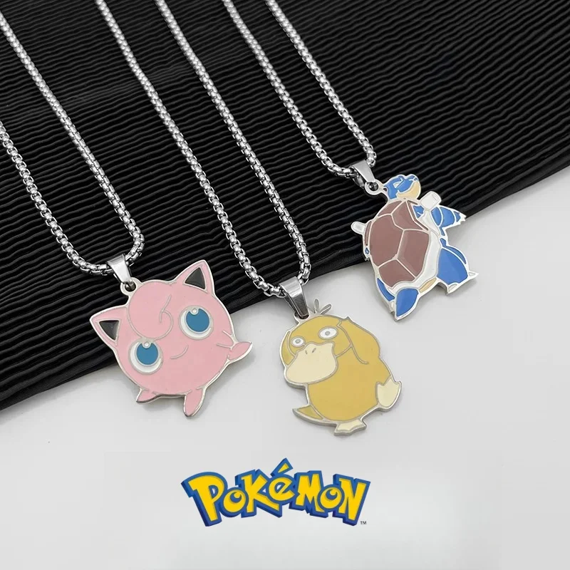

Pokémon Pikachu Necklace Gengar Jigglypuff Psyduck Action Anime Figures Necklace Cartoon Doll Toys Accessories Pendant Gifts