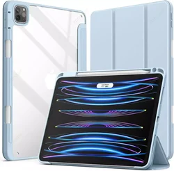 Clear Transparent Back Case with Pencil Holder for iPad - Enhanced Protection and Sleek Design (Light Blue)