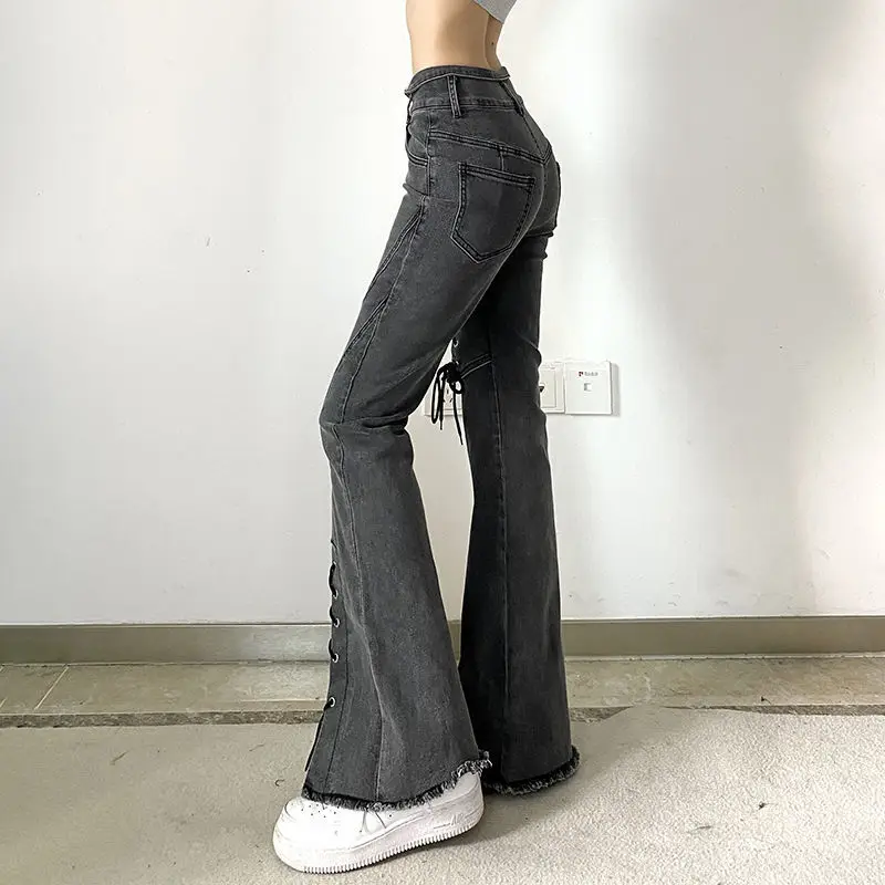 Denim Jeans Pants for Women Korean Trend High Waist Long Flare