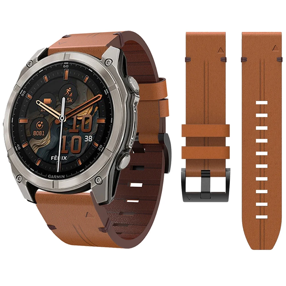 Elegant Leather QuickFit Strap - Premium Wristband Bracelet, 22-26mm Adjustable