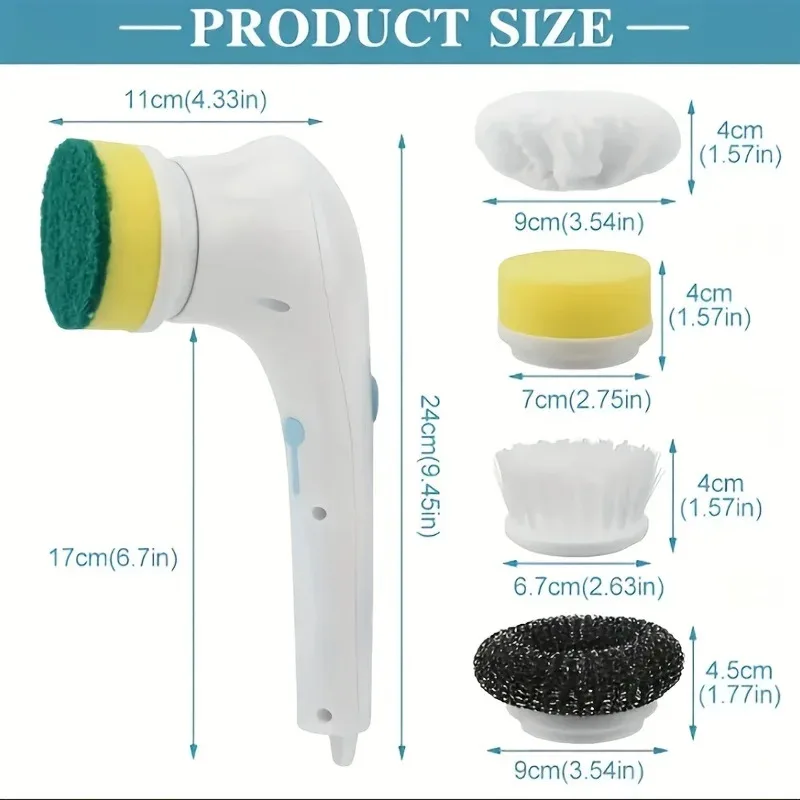 Five in One Multifunctional Electric Cleaning Brush for Bathroom Washing and Kitchen Cleaning Tools 3